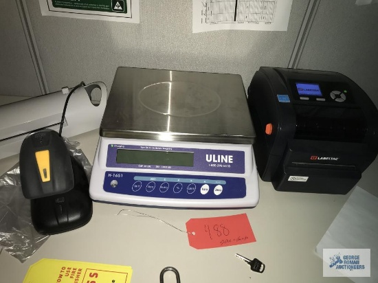 ULINE DIGITAL SCALE AND LACETAAC PRINTER AND SEALER