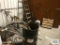 BARREL OF SCRAP, STAND, LADDER
