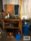 WOOD WORK STATION. TRASH BARRELL, COPPER AND OTHER PIECES.