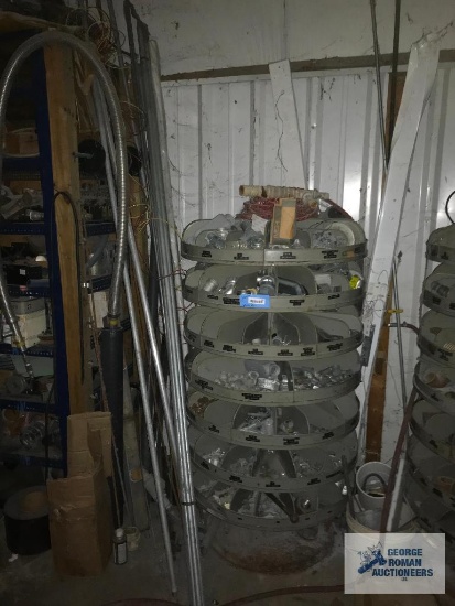 REVOLVING HARDWARE CABINET AND CONTENTS