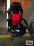 OFFICE CHAIR, (3) PLASTIC SHELVES, (3) CASES OF NOTEBOOKS