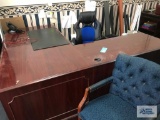 EXECUTIVE DESK, CREDENZA, (2) BOOKCASES,...BISTRO TABLE. CONTENTS AND PHONE ARE...NOT INCLUDED
