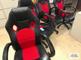 (4) RED AND BLACK OFFICE CHAIRS