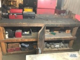 WOOD CABINET, TOOLING, CONTENTS