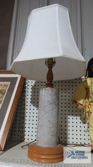Heavy marble and wood lamp