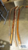 Four wood canes