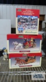 Lemax nosey squirrels, village volunteers fire carriage, and singing sleigh ride sleigh