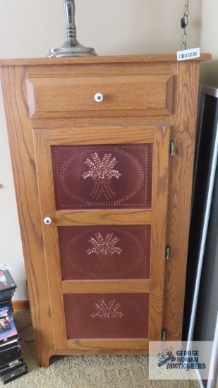 Wood with copper tin punch cabinet
