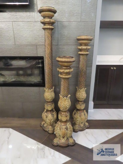 Very large ornate candlesticks. 52", 63", and 73" tall. No shipping!