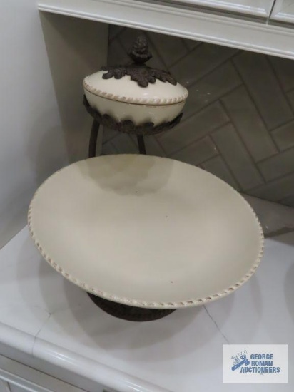 Gracious Goods ceramic chip and dip set with metal base