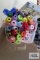 Rolls of crafting fabric with clear plastic tote