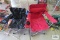 Two canvas folding chairs with arms