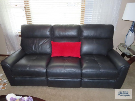 Faux leather double power reclining sofa