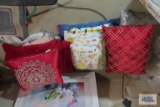 Variety of throws and decorative pillows