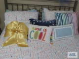 Variety of decorator pillows