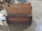 Antique wooden box and single drawer filing cabinet