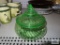 Green glass covered dish