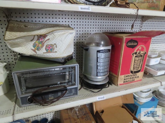 Sunbeam carousel rotisserie broiler in box and one out of box. includes Dominion toaster oven and