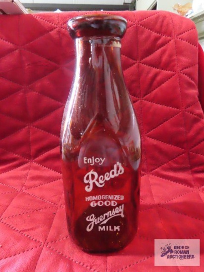 Reed's Guernsey milk bottle,brown