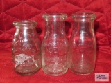BowmanDairy Co., Liberty Milk Co., and Zuschlag Bros. milk bottles.