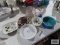 Soap dishes, miniature ceramic watering can, hand painted Jerusalem vase, and etc