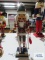 Wooden nutcracker holding skis, approximately 15 inches tall.
