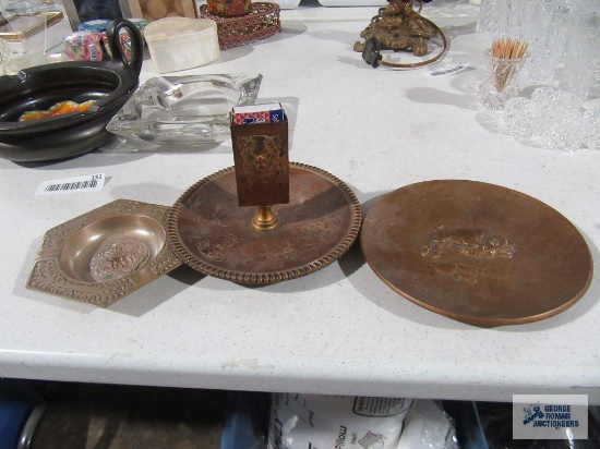 Vintage brass ashtrays and bull ashtray made in Denmark