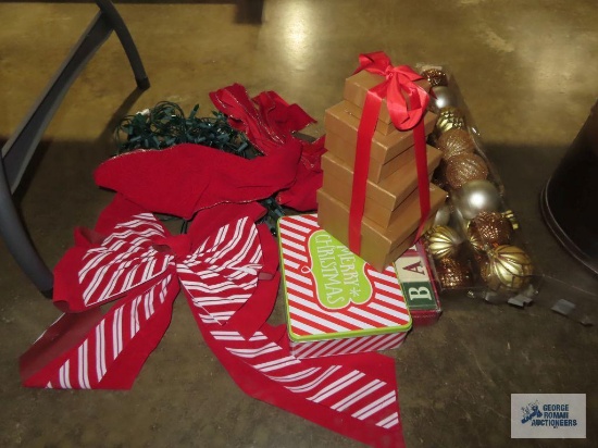 Bah Humbug blocks. Christmas ornaments, stacking box decoration, bows, etc