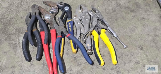 Vise grips, channel locks, cutters, etc
