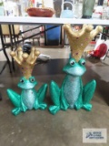 Frog Prince ceramic figurines. One is 2-1/2 ft tall