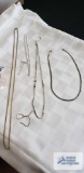 Broken pieces of jewelry, herringbone necklace needs clasp fixed marked 925 Italy, other silver