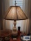 Pair of glass and metal table lamps