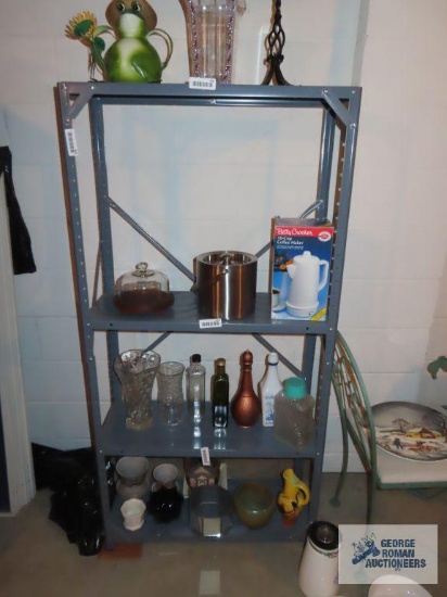 Metal adjustable shelving unit in basement