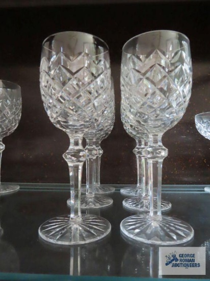 6 Powerscourt Waterford crystal wine glasses