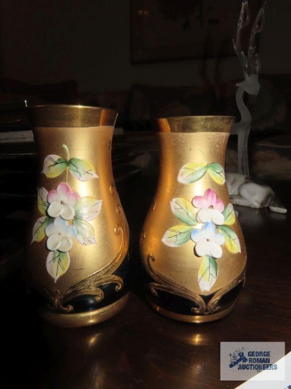Bohemia Glass hand-painted miniature vases