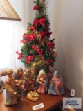 CAGC, Inc. set of six ceramic Nativity figurines. made in China. includes lighted 2 ft Christmas