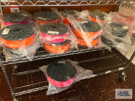 19 SPOOLS UNOPENED FILAMENT. ABS/BIO-ABS. NEW. SOME MAY HAVE TEAR IN PACKAGING. SOLD SUBJECT TO
