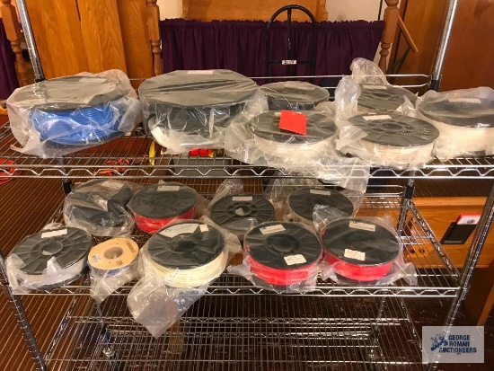 16 SPOOLS UNOPENED FILAMENT. ASSORTED. NEW. SOME MAY HAVE TEAR IN PACKAGING. SOLD SUBJECT TO