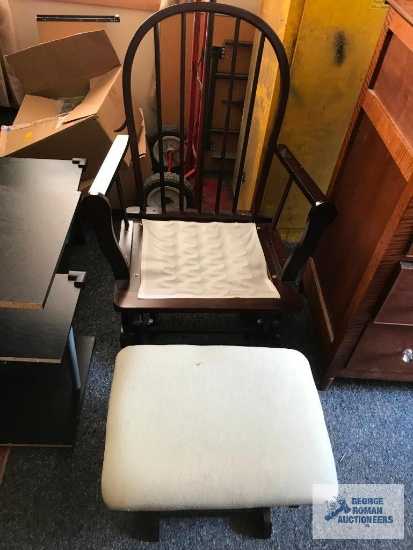ROCKING CHAIR AND OTTOMAN. NO CUSHION ON CHAIR.