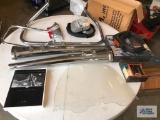 VARIOUS MOTORCYCLE PARTS. 2001 HARLEY DAVIDSON SERVICE MANUAL. EXHAUST PIPES, USED.
