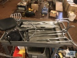 HARLEY DAVIDSON BACK REST, COVER, RAILS, EXHAUST PIPES (USED)