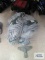Ten green and gray mop heads