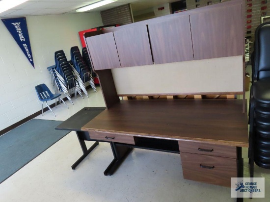 Oak finish computer desk and printer stand