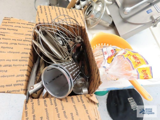 Assorted kitchen utensils, etc