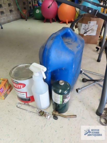 Kerosene can, Bernzomatic torch, Dynatron Dynalite lightweight filler, and etc. No shipping!