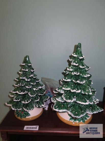 Two ceramic Christmas trees