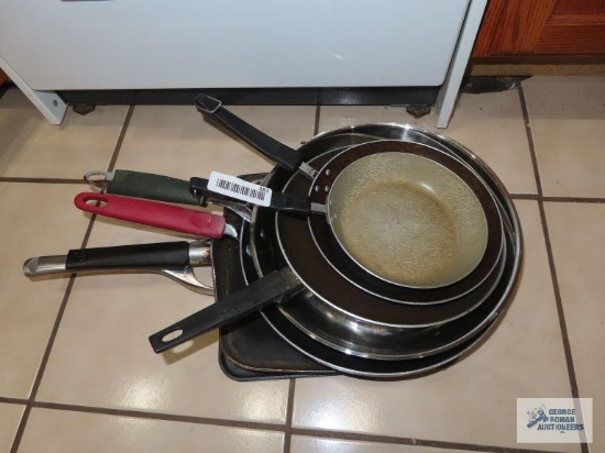 Variety of skillets, sandwich, skillet by regalware burger and calphalon