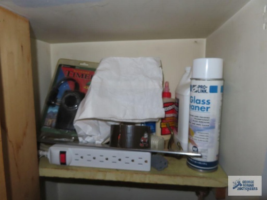 Glass cleaner, duct tape, outdoor timer, etc.
