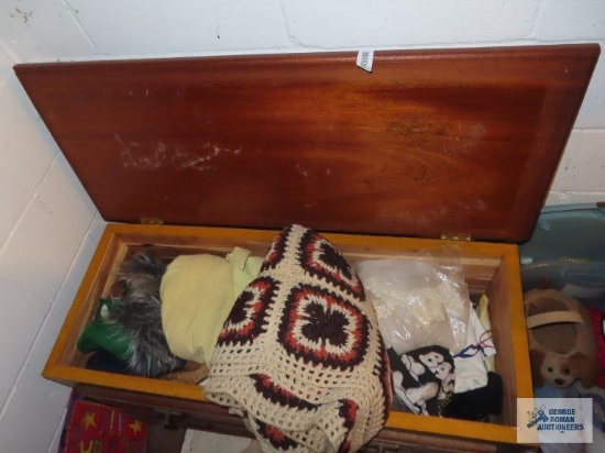 Cedar chest with contents in basement