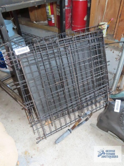Small dog cage and deshedding tool